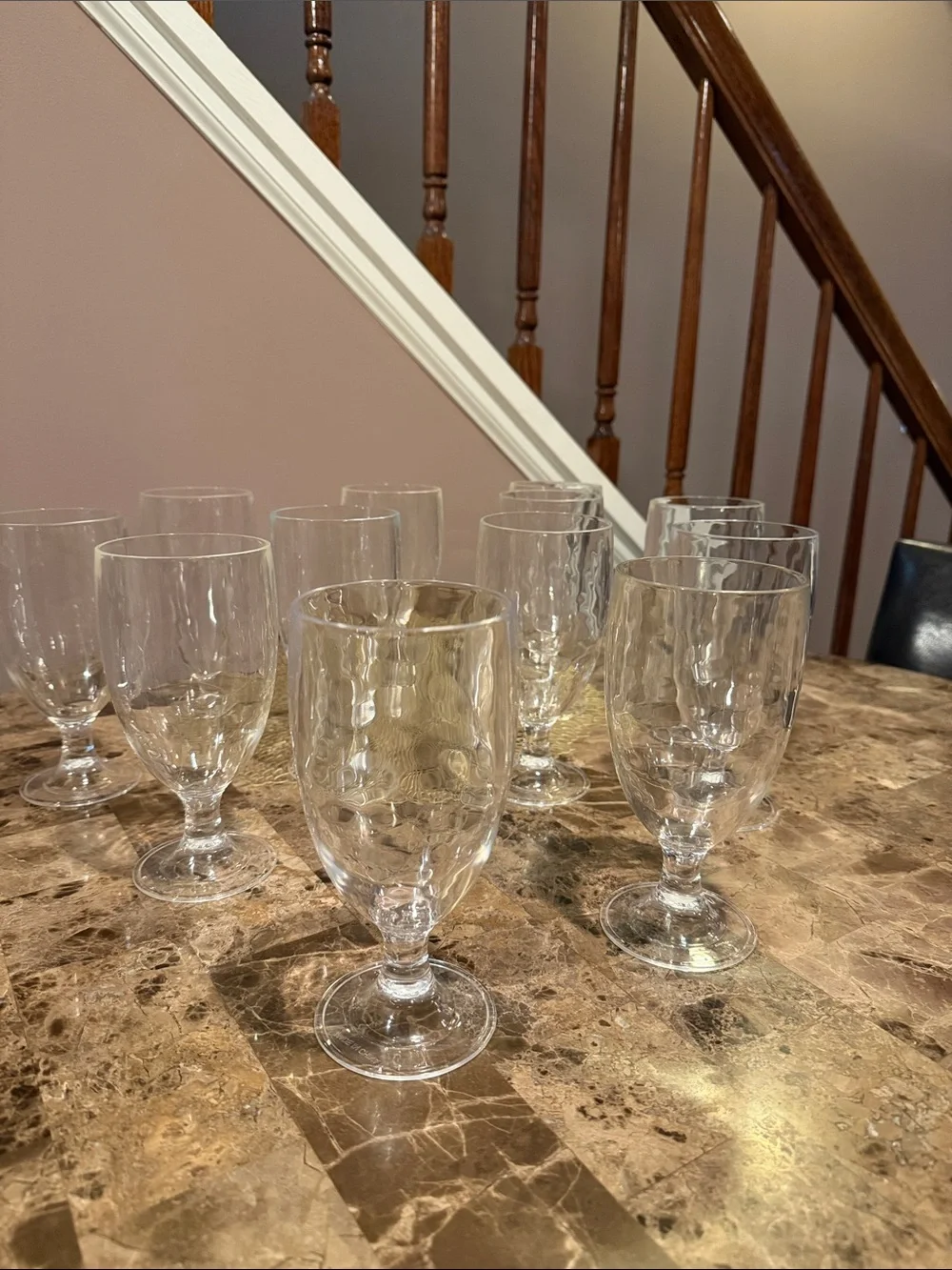 Textured Acrylic Footed Goblet, Tumbler, Ice Tea, Cocktail Glass - Set of 12